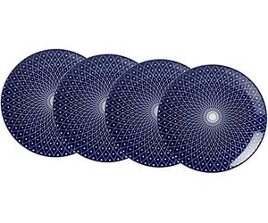Ritzenhoff & Breker Kuchen-und Frühstücksteller-Set Royal Reiko, 4-Teilig, 21,5 cm Durchmesser Vajilla, Porcelana, Azul/Blanco, 21.50 x 21.50 x 2.50 cm, 4