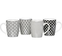 Ritzenhoff & Breker Taza de café , 350 ml, porcelana, color blanco/negro 4 piezas