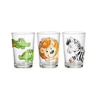 Ritzenhoff & Breker Taza infantil Happy Zoo Juego de 3, Taza de vidrio para beber 205ml