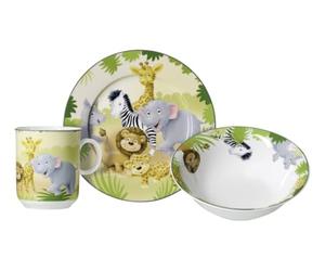 Ritzenhoff & Breker Vajilla infantil Afrikatiere variante: juego infantil de 3 piezas, en caja de regalo