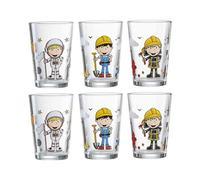 Ritzenhoff & Breker Vasos infantiles de astronauta, constructores, bomberos, niños, 6 unidades, 205 ml, vasos impresos para niños, aptos para lavavajillas
