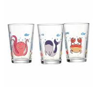 Ritzenhoff & Breker Juego de 3 vasos infantiles con diseño de animales, diseño de calamar, delfín y cangrejo, apto para lavavajillas (3 unidades)