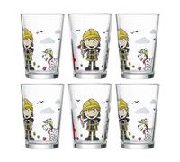 Ritzenhoff & Breker Vasos para niños Bombero Bernie, juego de 6, 205 ml, vasos infantiles impresos con motivo de héroes, apto para lavavajillas