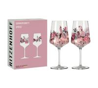 RITZENHOFF 6011003 - Juego de 2 vasos de aperitivo (500 ml, serie Sommersoneto, 2 unidades), diseño de cacatúa, color rosa y gris