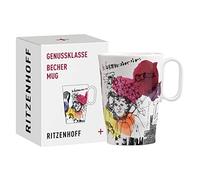 Ritzenhoff 3731004 Taza de café 330 ml - Serie Genussklasse No. 4 - Taza de porcelana con motivo de figuras - Pieza de diseño
