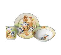 Ritzenhoff & Breker Juego de vajilla infantil de animales de granja, 3 piezas, taza infantil (270 ml), plato (19 cm) y cuenco (450 ml), animales de granja, porcelana, multicolor
