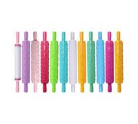 Riuulity 12 Estilos de Rodillos de Fondant, Rodillo de Textura Exquisita en Relieve para Decoración de Pasteles, con 12 Patrones para Pastel de Dulce de Azúcar, Pasta de Azúcar, Mazapán, (Color