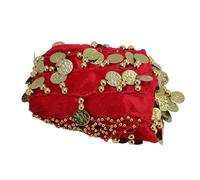 Riuulity 320 Monedas Bufanda de Cadera para Danza del Vientre Accesorio de Disfraz Deslumbrante para Entusiastas de la Salsa, Artesanía Fina, Cintura 31.5", Longitud Total 59.1" (rojo)