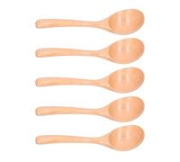 Riuulity 5 Cucharas de Madera de Largo para Cocinar, Utensilios Duraderos para Mezclar y Servir de Madera de Haya, Diseño único, Regalo Ideal para Amantes de la Comida (Cuchara de color de registro)