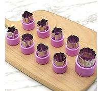 Riuulity 9 Moldes Cortadores de Frutas y Verduras de Acero Inoxidable, Molde Cortador de Dibujos Animados, Flores, Pasteles, Galletas, Herramientas para Hacer Ensaladas de Frutas y Ensaladas del