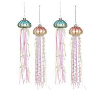 Riuulity Adornos para árbol de Navidad con Colgante de Medusas y Perlas de Cristal Arcoíris, 4 Piezas para Decoración del Hogar, Sala de Estar