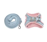Riuulity Arnés y Correa para Chaleco para Gatos, Ajustable, Cómodo, a Prueba de Escape, para Caminar Al Aire Libre, Juego de Gamuza de 1,5 M (M)