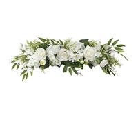 Riuulity Artificial Rose Flower Swag Realista Decorativo Boda Puerta Delantera Decoración de Pared para Interior y Exterior Decoración del Hogar, Plástico y Tela 25.6x6.3in (196.00)