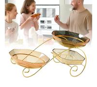 Riuulity Bandeja de Frutas de Plástico Elegante de 3 Capas, Soporte Estable para Decoración de Mesa de Centro de Sala de Estar, Plato de Dulces Transparente para Fiestas, Material No Tóxico, 14,25 X