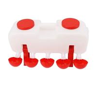 Riuulity Bebedero para Pollos de Polipropileno de 10 litros, Alimentador de Agua Semiautomático para Aves de Corral, Cuencos de Drenaje Doble para Pollos, Gansos, Patos, Codornices, 18,3 X 7,2 X 5,9