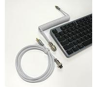 Riuulity Cable Retráctil para Teclado para Juegos, Conector Resistente, Cable de Teclado en Espiral para Mecánico, USB Ligero para Juegos (White)