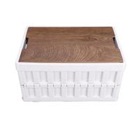 Riuulity Caja de Almacenamiento Plegable para Acampada, Contenedor de Plástico para Organizador de Juguetes y Baúles (WHITE)
