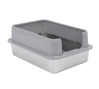 Riuulity Caja de para Gatos de Lados Altos de Acero Inoxidable para un Hogar Limpio y Gatos Felices Inodoro de Metal Extra Grande para Padres de Mascotas Material: Acero Inoxidable, Plástico Tamaño: