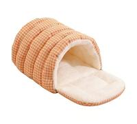 Riuulity Cama Cálida Tipo Cueva para Perros y Gatos, Casa Cerrada de Felpa Suave para Uso en Interiores, Refugio para Gatitos y Perros Pequeños, 1 Paquete (Naranja Claro)
