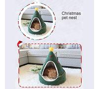 Riuulity Cama para Gatos con Forma de árbol de Navidad, Acogedora Cama Triangular para Gatos para Calidez y Comodidad para de hasta 8 Kg, Tienda Interior para Navideña para un Ambiente de Año Nuevo