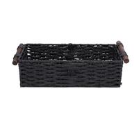 Riuulity Canasta de Almacenamiento de Cuerda de Papel Rústico, Cesta de Papel de Papel de Tanque de Inodoro Portátil para Estantes, Organizador de Cocina Hecha a Mano Conjugar de (BLACK)