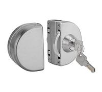 Riuulity Cerradura de Seguridad Antirrobo para Puertas de Vidrio, Cerradura de Puerta de Acero Inoxidable Práctica y Duradera con 3 Llaves, Puerta de Oficina, Plana