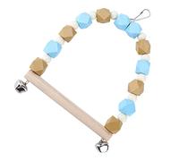 Riuulity Columpio para Loros de Madera Natural Pura con Superficie Brillante, Columpio de Bloques de Madera Colorido con Campana para Ejercicio y Entretenimiento de Pájaros, 1 para Pájaros del Amor