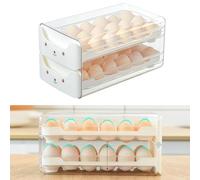 Riuulity Contenedor para Huevos, Cajón de Doble Capa de Plástico Apilable para Frigorífico, Práctico Soporte para Huevos de 12x6,69x5,91 Pulgadas