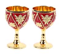 Riuulity Copa de Vino, Diseño Elegante y Exquisito con Patrón de Flores de Rosas en 3D, Material de Aleación de Zinc de Primera Calidad, para Cumpleaños, Aniversarios, Ocasiones E (oro rojo)