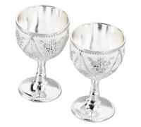 Riuulity Copa de Vino, Diseño Elegante y Exquisito con Patrón de Flores de Rosas en 3D, Material de Aleación de Zinc de Primera Calidad, para Cumpleaños, Aniversarios, Ocasiones E (SILVER)