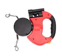Riuulity Correa para Mascotas de Doble Extremo Correa Doble Retráctil para Perros con Luz Nocturna, para Mascotas de Extremo para 2 Perros Que Caminan Material ABS Lo (Rojo)