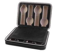 Riuulity Elegante Estuche para Coleccionista de Relojes, Caja de Almacenamiento con Cremallera de 8 Rejillas para 8 Relojes para Viajes, Cartón de Moda café 9,29 X 7 X 2,24 Pulgadas (Black)