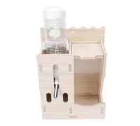 Riuulity Elegante Soporte para Comedero de Hámster 2 en 1 con Base Pesada, Compatibilidad Universal, Diseño Minimalista para Configuración Organizada de la Jaula, Garantiza un Uso Duradero, Madera
