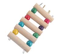 Riuulity Escalera para Mascotas, Puente Oscilante, Escalones, Juguete para Escalar, Material de Madera Duradero, Juguete para Pájaros No Tóxico para Hámster, Rata, Loro, Fácil Conexión de Gancho, (S