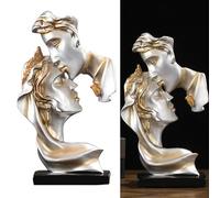 Riuulity Escultura de Beso para Parejas, Estatua de Resina de Arte Abstracto, Decoración Elegante y Romántica para el Hogar con Acabado Dorado para Sala de Estar, Regalo de Boda (Grey)