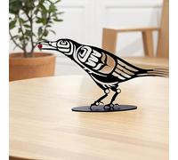Riuulity Figura de Cuervo de Metal con Diseño Intrincado, Escultura Decorativa de Pájaro de Estilo Antiguo, Adorno de Escritorio de 11 Pulgadas, Decoración de Espantapájaros (1)