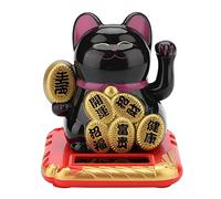 Riuulity Gato Que Hace Señas con Energía Solar, Adorable Gato de la Suerte Que Agita, Decoración del Hogar, Coche, Plástico para el Hogar, Oficina, Tiendas, Coche (Black)