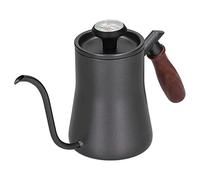 Riuulity Hervidor de café de Cuello de Cisne de 550 Ml, Vierta sobre con el Termómetro Ergonómico de Madera, Diseño de Fugas de Acero Inoxidable para un Control Preciso de Agua (Negro (termómetro))