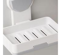 Riuulity Jabonera con Adhesivo para Instalación, Caja de de Diseño Bonito con Drenaje Rápido, Adecuada para Baño (Gris Claro 2 Capas)