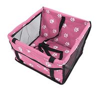 Riuulity Jaula Portadora de Mascotas Lavable, Asiento de Seguridad para Mascotas con Patrón de Huella de Oso con Varilla de Soporte, Diseño Plegable para Pequeñas a Medianas (Estilo de Palo de