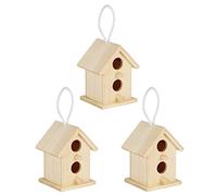 Riuulity Juego de 3 Jaulas Nido de Madera para Decoración de Jardín, Diseño único y Hermoso, Madera de Platano Resistente a la Humedad, 5,5x6,5x8cm