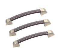 Riuulity Juego de 3 Manijas de Cuero para Puertas de Armario, Elegante Manija de Cuero para Cajones con Gran Dureza para una Larga Vida útil, Tamaño de 5,8 X 0,9 X 0,7 Pulgadas, Sabor de Lujo, (BROWN)