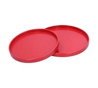 Riuulity Juego de Bandejas para Servir Clásicas de Color Rojo, Diseño Retro con Bordes Elevados, Ideal para Taza de té, Plato de Postre de Frutas, Bandeja Redonda de 2 Piezas, 9,4 Pulgadas y 10,6