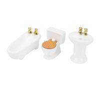 Riuulity Juego de Baño para Casa de Muñecas, Bañera de Cerámica Rosa Delicada, Lavabo, Kit para Mini Colección de Casa de Muñecas 1/24 (#1)