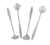 Riuulity Juego de Cucharas de té Helado de Acero Inoxidable con Forma de Flor Elegante, Cuchara Mezcladora Segura para Amantes de la Cocina, 4 Uds. (SILVER)