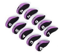Riuulity Juego de Fundas para Cabeza de Putter de de Neopreno de Lujo para Viajes, 10 Uds. Fundas Numeradas en Negro y Morado para Jugadores Diestros y Zurdos