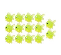 Riuulity Juego de Juguetes de Peces de Colores Pequeños, 14 Piezas Realistas de Goma TPR, Figuras de Peces para Jugar en la Bañera, Juegos de Carnaval, Contar en el Aula (Yellow)