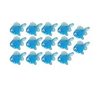 Riuulity Juego de Juguetes de Peces de Colores Pequeños, 14 Piezas Realistas de Goma TPR, Figuras de Peces para Jugar en la Bañera, Juegos de Carnaval, Contar en el Aula (Blue)