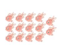 Riuulity Juego de Juguetes de Peces de Colores Pequeños, 14 Piezas Realistas de Goma TPR, Figuras de Peces para Jugar en la Bañera, Juegos de Carnaval, Contar en el Aula (Orange)