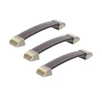 Riuulity Juego de Manijas de Cuero para Puerta de Gabinete Vintage de 3 Piezas con Tacto Cómodo, Material Resistente y Duradero, Manija de Cajón para Aparadores, Tamaño de 5,8 X 0,9 X 0,7 Pulgadas,